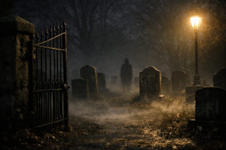 The Figure Waiting Between the Headstones