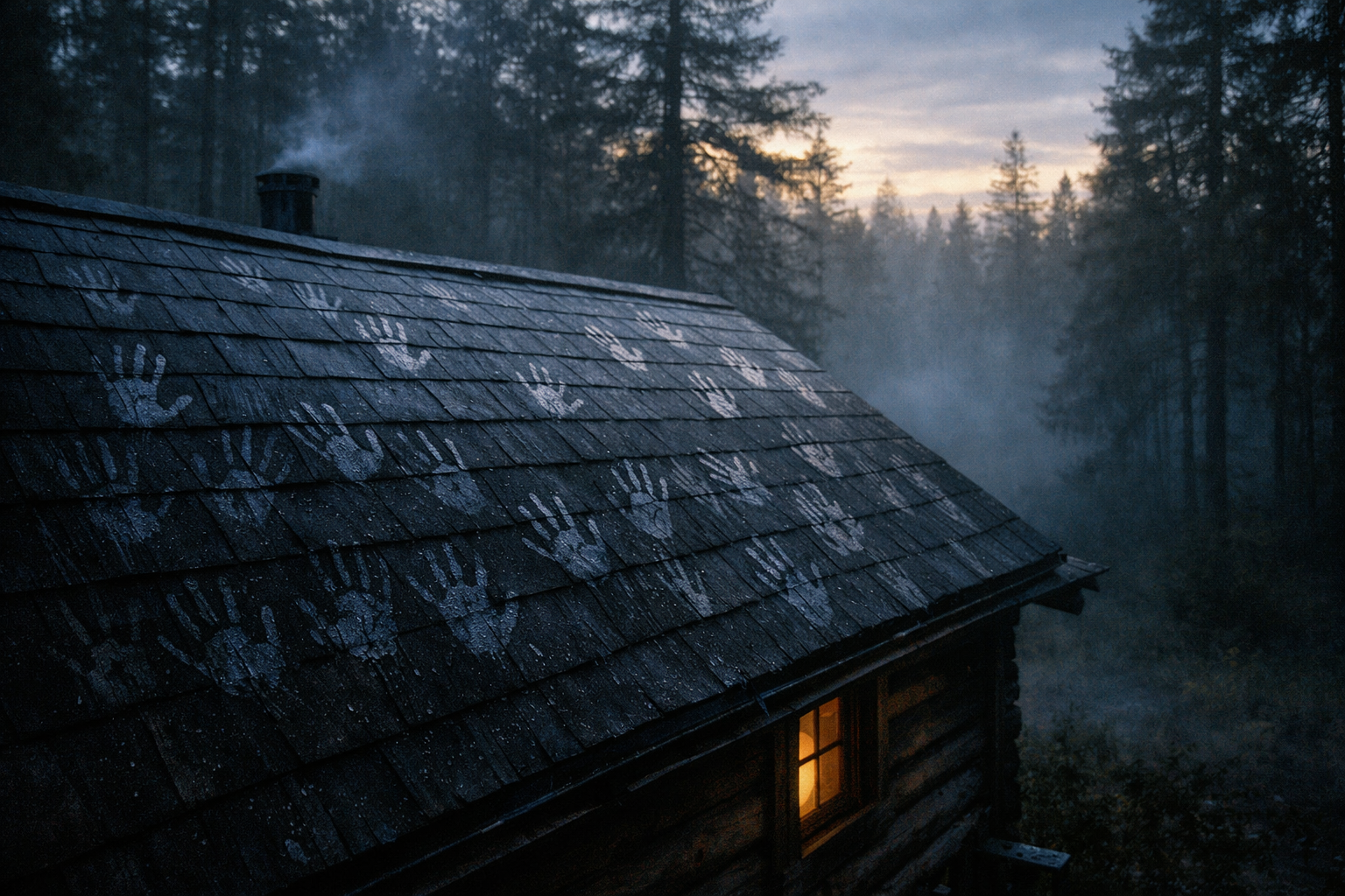 Something Left Wet Handprints on the Cabin Roof